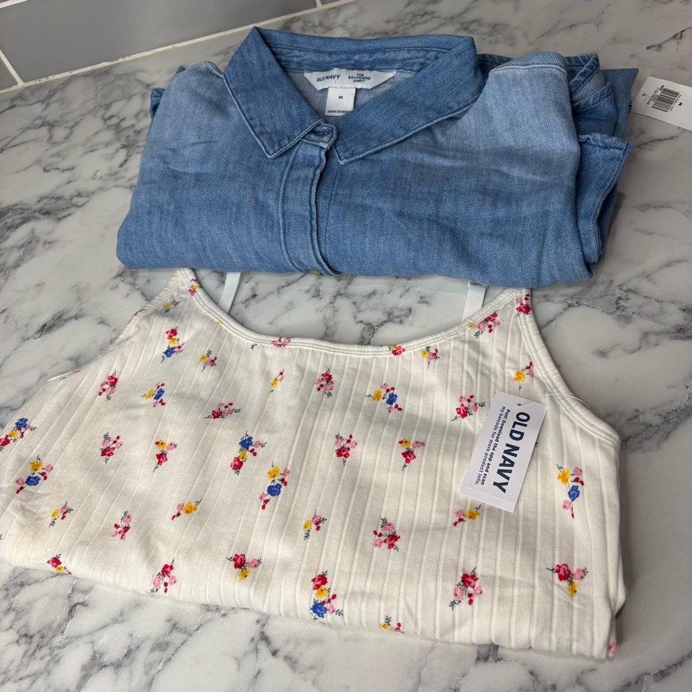 Two tops in Medium old navy, new.